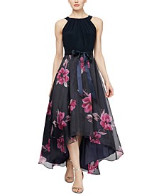 Printed-Skirt High-Low Dress