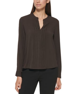 Calvin Klein Long Sleeve Pleat Front Blouse Macy s