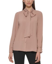 Long Sleeve Tie Front Blouse