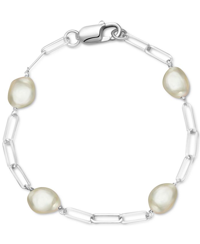 Macy's - Cultured Freshwater Baroque Pearl (9mm) Paperclip Link Bracelet