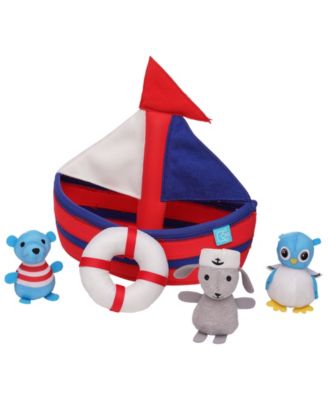 Manhattan Toy Company Neoprene Sailboat Floating Spill and Fill Bath Toy Set, 5 Piece