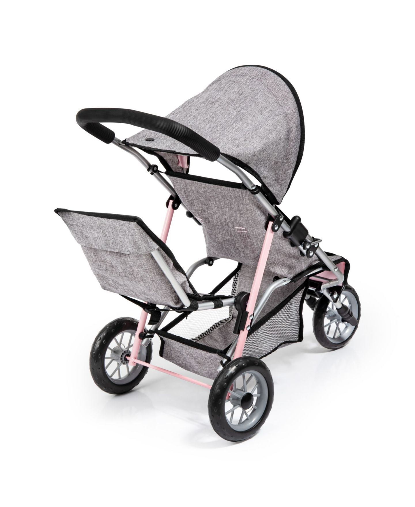 Детские джоггеры Bayer Design Dolls Twin 3 Wheel Jogger, цвет: Серый / Розовый — фото 3