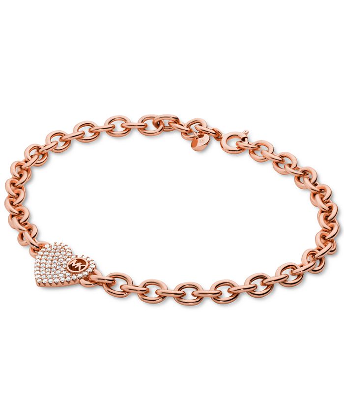 Michael Kors Pavé Heart Link Bracelet & Reviews - Bracelets - Jewelry &  Watches - Macy's