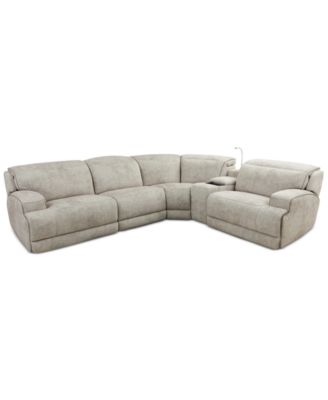 Furniture - Sebaston 5-Pc. Fabric Sectional with 2 Power Motion Recliners and 1 USB Console