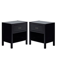 1 Drawer Classic Solid Wood Nightstand Set, 2 Piece