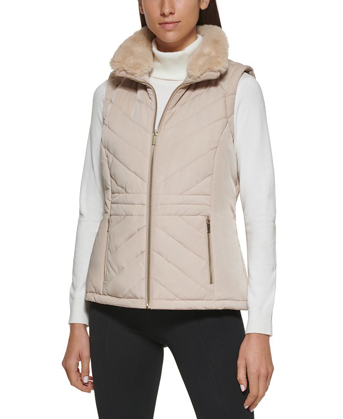 Calvin Klein Faux Fur Collar Puffer Vest & Reviews - Coats & Jackets ...