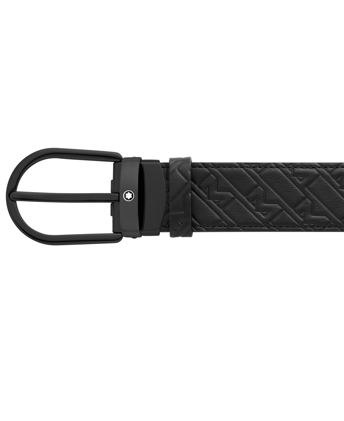 Shop Montblanc Men's Horseshoe Buckle Leather Belt In Black
