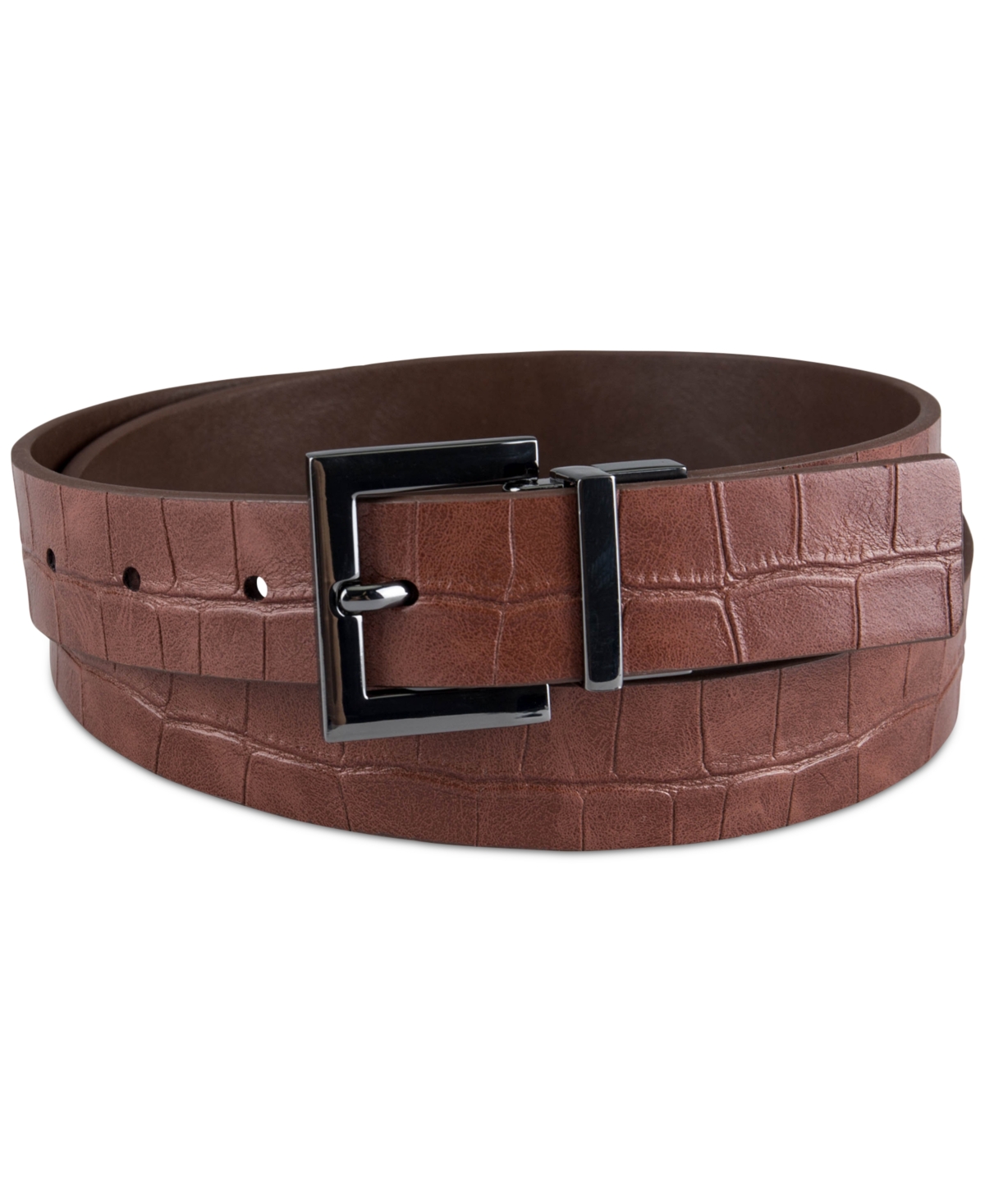 Inc International Concepts Men's Fauxleather Reversible Crocodile