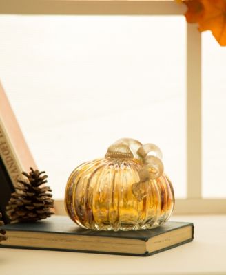 Glitzhome Crackle Short Pumpkin, Set of 2