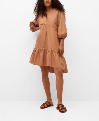 burnt orange babydoll dress