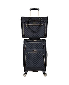 Chelsea Softside Chevron Expandable 2pc 20" Carry-On Luggage + Matching 15" Laptop Tote Set