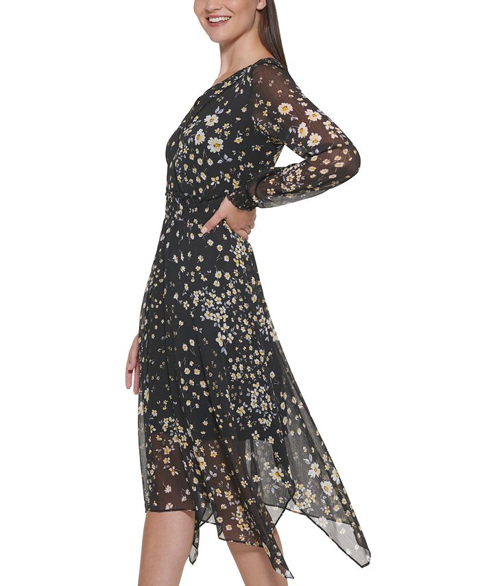 Karl Lagerfeld Paris FloralPrint AsymmetricalHem Dress Macy's