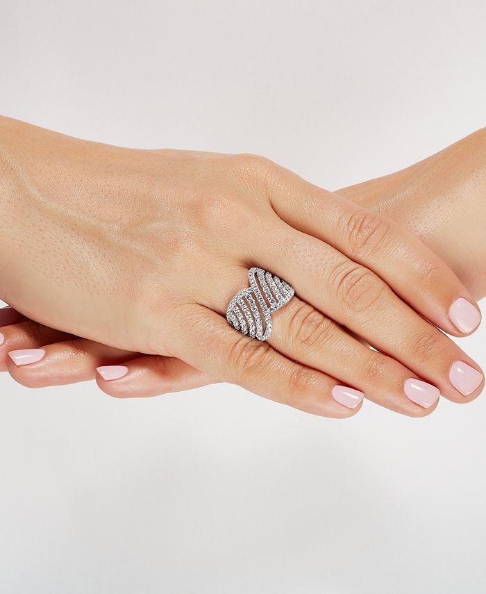 Arabella Cubic Zirconia Openwork Statement Ring in Sterling Silver Macy's