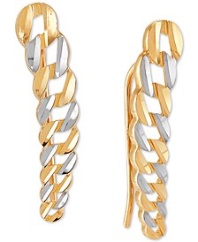 Curb Link Chain Ear Climbers in 10k Two-Tone Gold