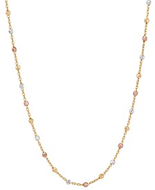 Beaded Chain 18" Statement Necklace in 10k Tricolor Gold-Plate