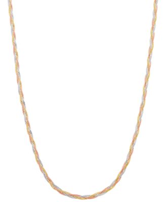 Italian Gold - Braided Link 18" Chain Necklace in 10k Tricolor Gold