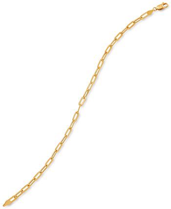 10k Solid Gold Paperclip Bracelet With Long Chain Links 10k 