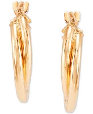 Double Twist Hoop Earrings in 10k Gold (10mm)
