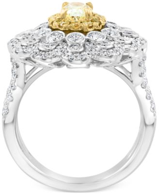 EFFY&reg; Yellow Diamond (7/8 ct. t.w.) & White Diamond (1-1/3 ct. t.w.) Ring in 18k Two-Tone Gold