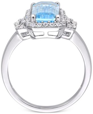 Blue Topaz (3-3/4 ct. t.w.) & White Topaz (1/2 ct. t.w.) Statement Ring in Sterling Silver