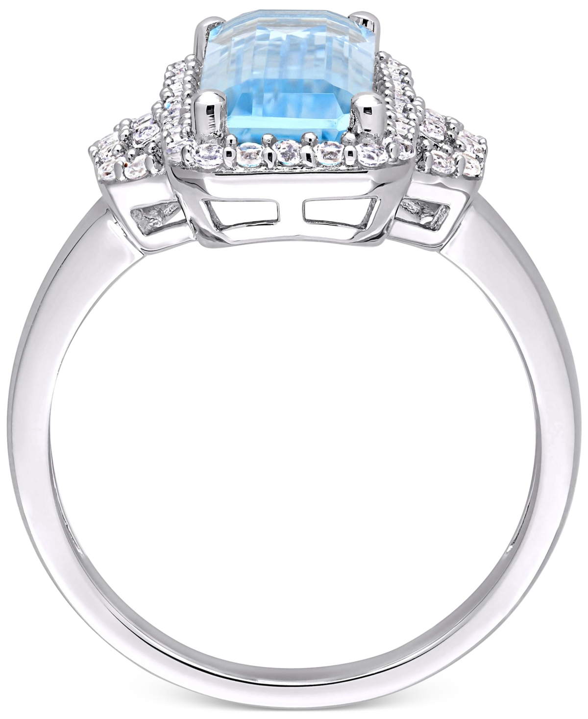 (3-3/4 ct. t.w.) & White Topaz (1/2 ct. t.w.) Statement Ring in Sterling Silver - Blue Topaz