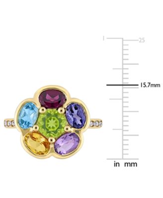 Multi-Gemstone (3-3/8 ct. t.w.) & Diamond (1/20 ct. t.w.) Ring in Gold-Plated Sterling Silver