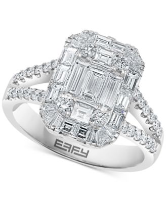 EFFY&reg; Diamond Baguette Cluster Statement Ring (1-1/2 ct. t.w.) in 18k White Gold