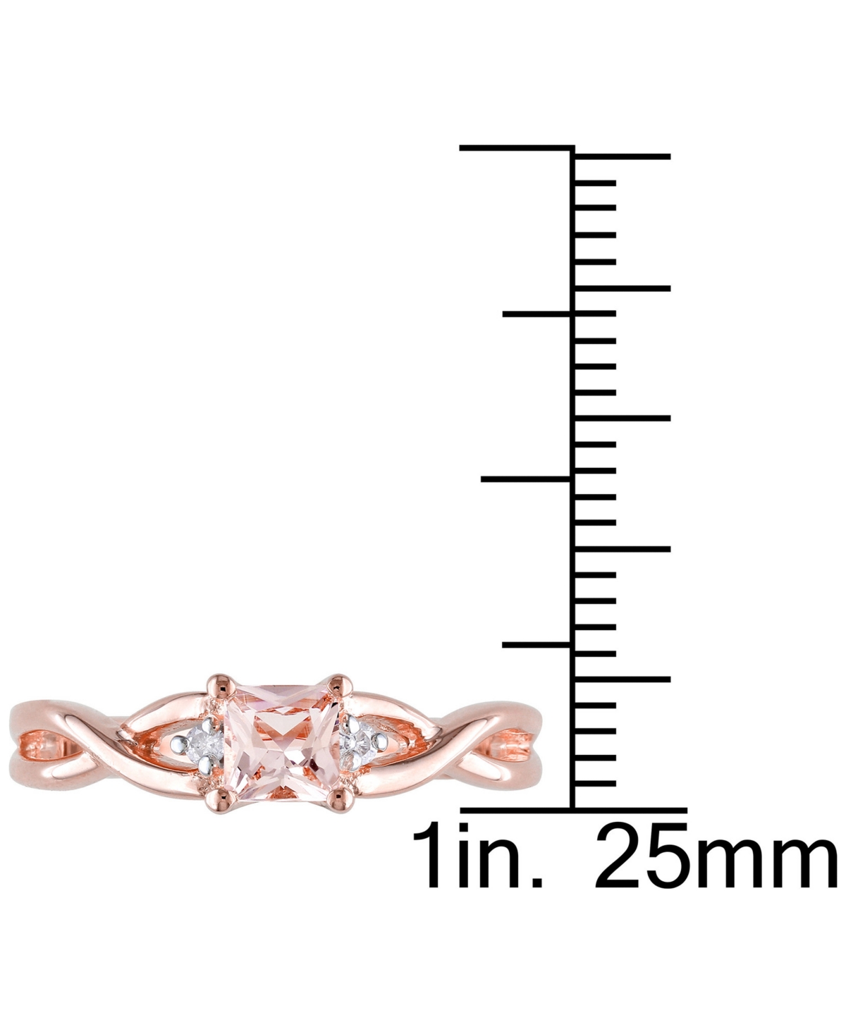 (1/3 ct. t.w.) & Diamond Accent Braided Shank Ring in 18k Rose Gold-Plated Sterling Silver - Morganite