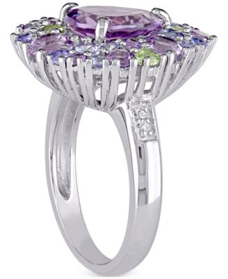 Multi-Gemstone (4-1/3 ct. t.w.) & Diamond Accent Teardrop Cluster Ring in Sterling Silver
