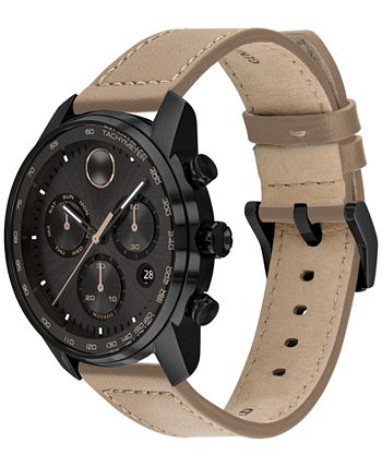 Movado - Bold Verso Men's Swiss Chronograph Brown Leather Strap Watch 44mm