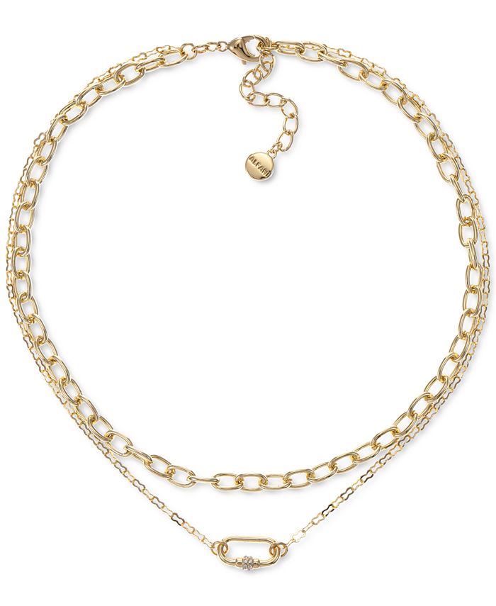 Alfani GoldTone Pavé Carabiner & Oval Link Layered Collar Necklace, 16