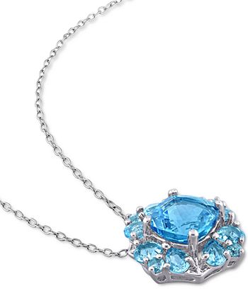 Macy's - Blue Topaz Cluster 18" Pendant Necklace (4-1/6 ct. t.w.) in Sterling Silver