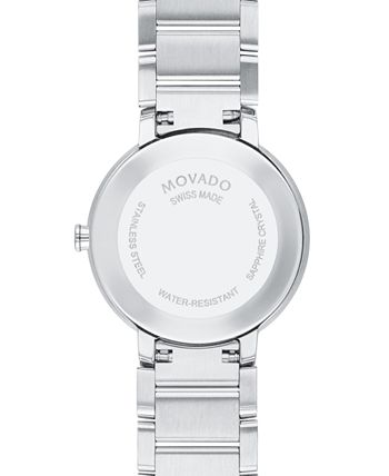 Movado - Sapphire Women's Swiss Diamond (1/20 ct. t.w.) Silver-Tone Bracelet Watch 28mm