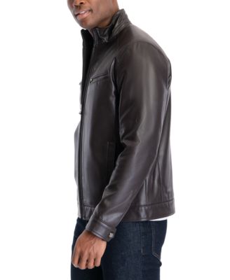 Men's Perforated Faux Leather Moto Jacket, Created for Macy's