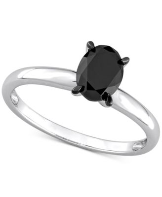 Macy's - Black Diamond Oval Solitaire Engagement Ring (1 ct. t.w.) in 14k Gold