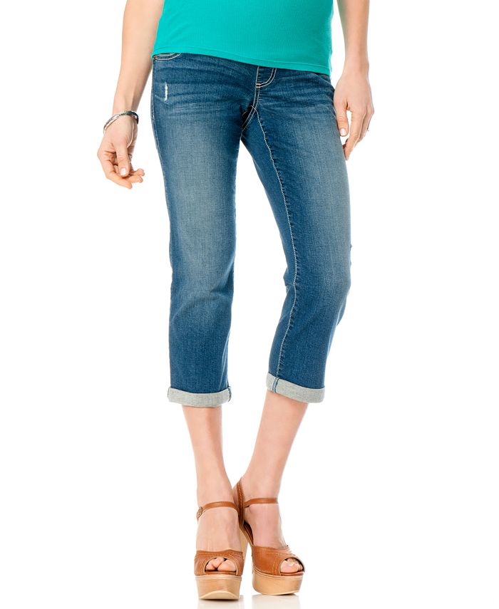 Motherhood Maternity Distressed Cropped Jeans, Light Wash Macy's