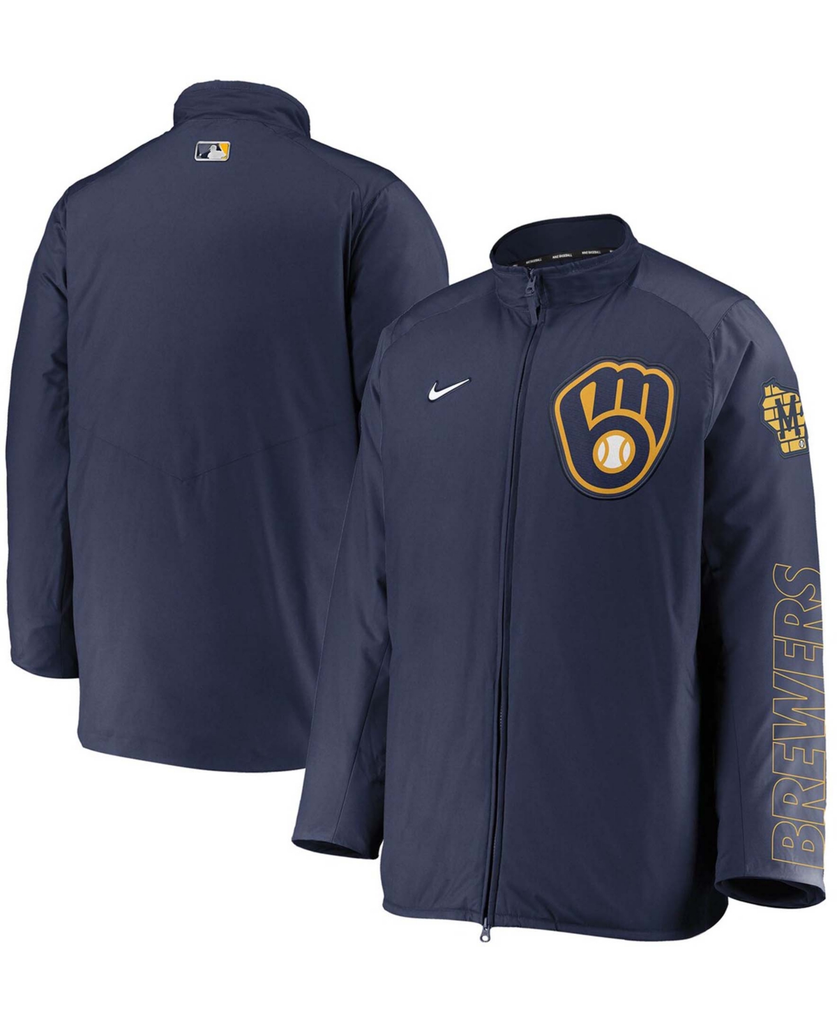 Men's Navy Milwaukee Brewers Authentic Collection Dugout Full-Zip Jacket