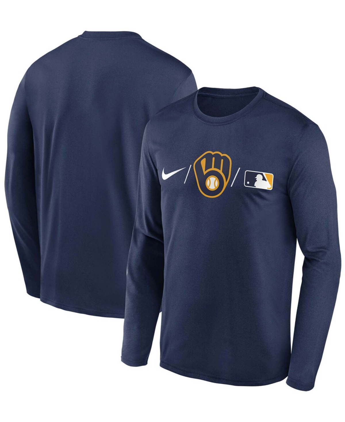 Men's Navy Milwaukee Brewers Authentic Collection Team Legend Performance Long Sleeve T-shirt