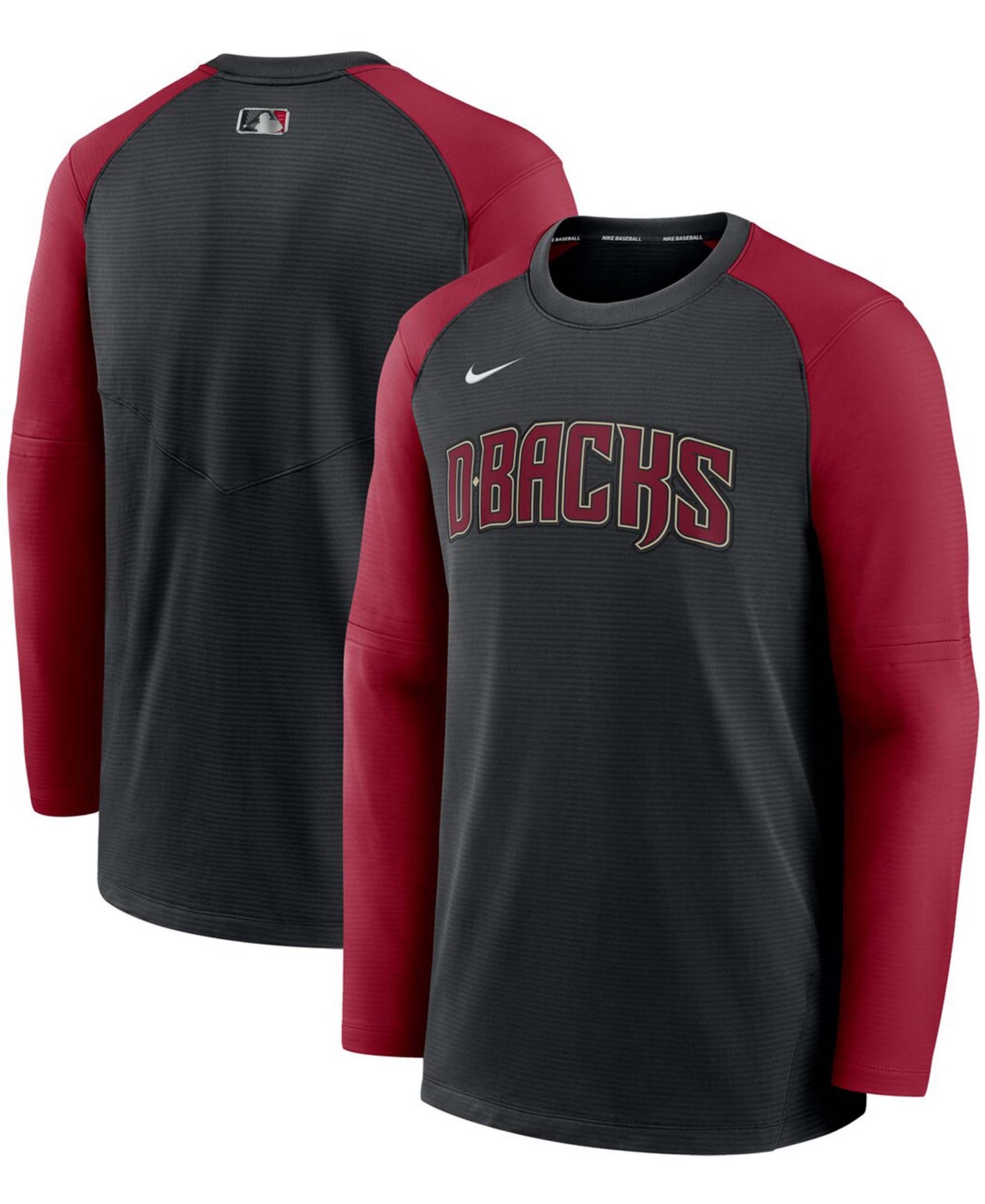 Men's Black, Red Arizona Diamondbacks Authentic Collection Pregame Performance Raglan Pullover Sweatshirt