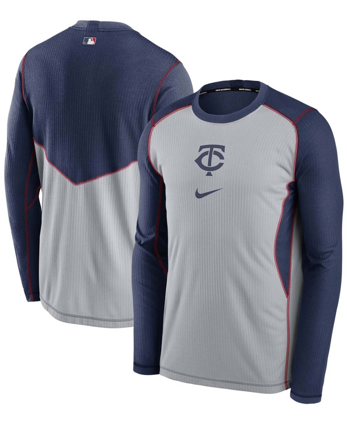 Men's Gray, Navy Minnesota Twins Authentic Collection Game Performance Pullover Sweatshirt