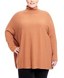 Plus Size Turtleneck Poncho Sweater