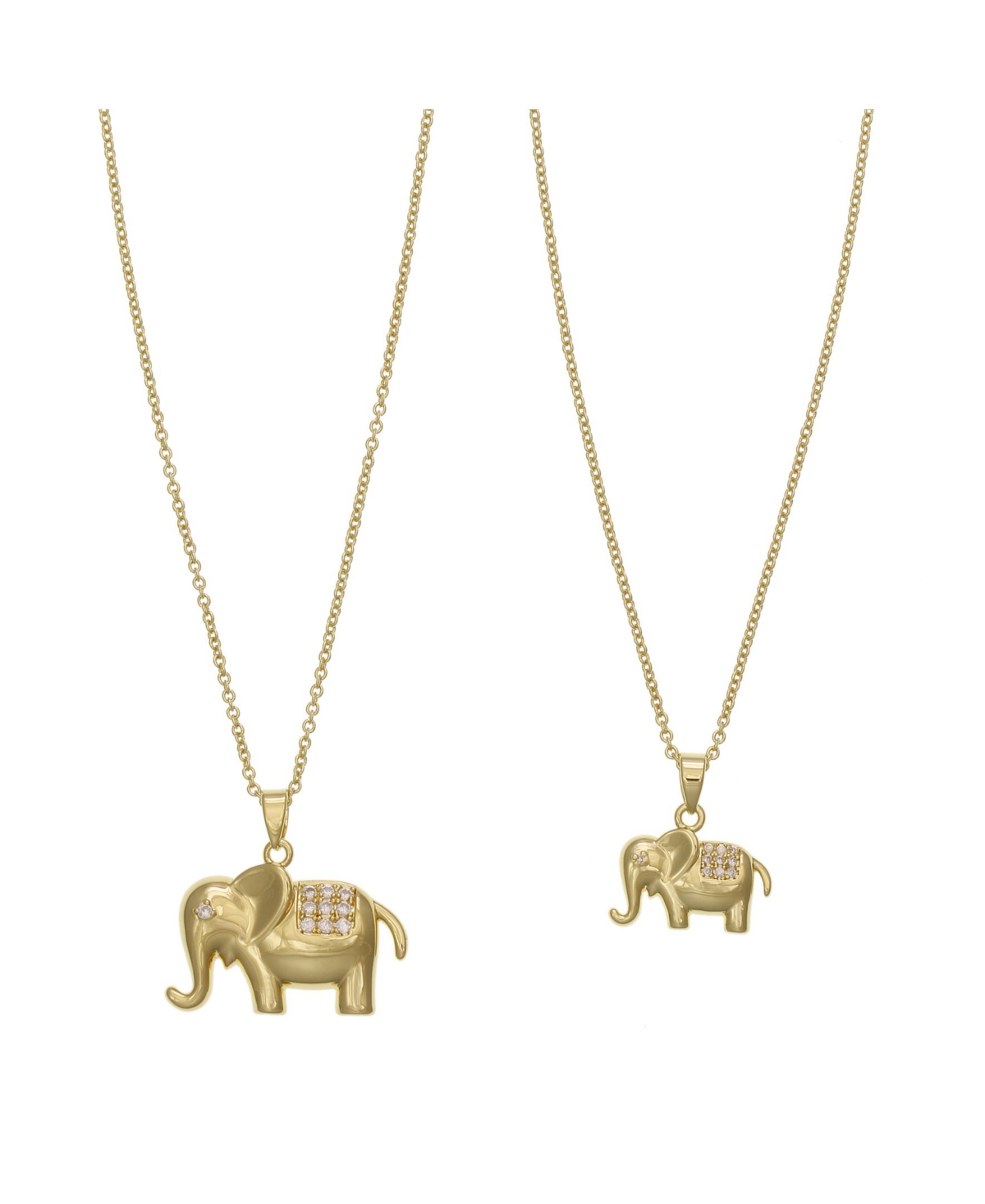 Women's Elephant Shape Pendant Necklace Set - Gold-Tone