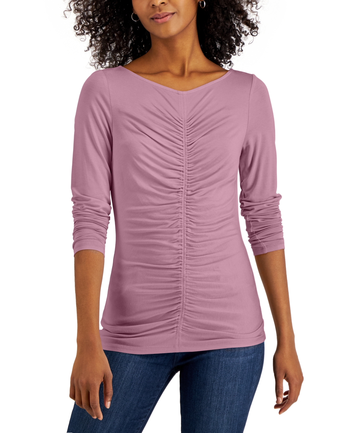 Inc International Concepts Ruched Long-sleeve Top, Created For Macy's ...