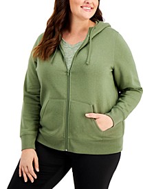Plus Size Zip-Front Hooded Sweatshirt, Created for Macy's