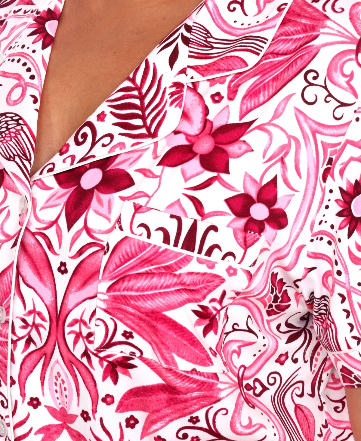 WHITE MARK PLUS SIZE SHORT SLEEVE PANTS TROPICAL PAJAMA SET, 2-PIECE 