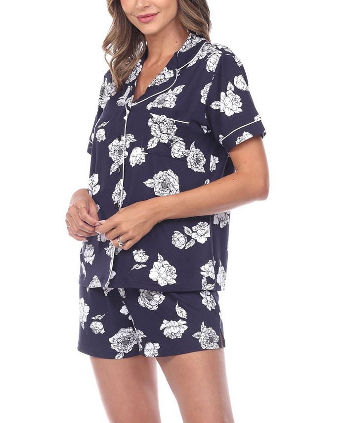 White Mark Women's Short Sleeve Floral Pajama Set, 2-Piece - Macy's