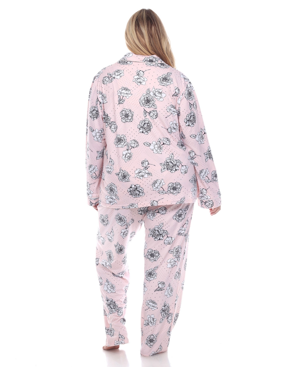 White Mark Plus Size Long Sleeve Floral Pajama Set, 2-Piece