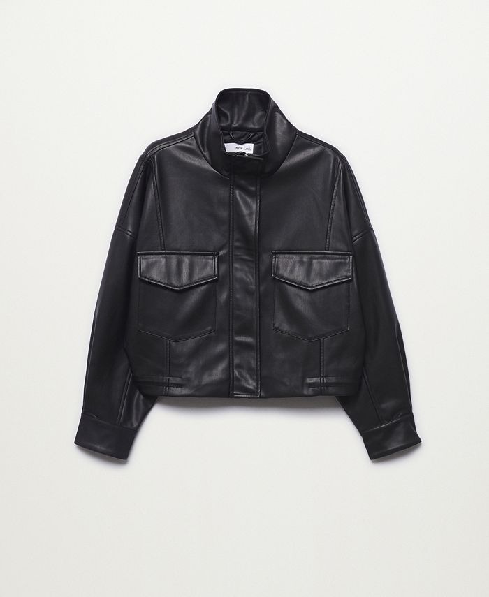 MANGO Women's Short Leather-Effect Jacket - Macy's