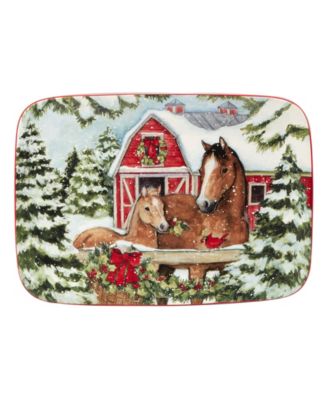 Homestead Christmas Rectangular Platter, 14" x 10"