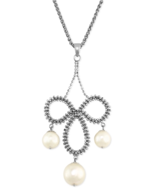 image of Pearl Lace by Effy Cultured Freshwater Pearl Chandelier Pendant Necklace in Sterling Silver (8-1/2mm)